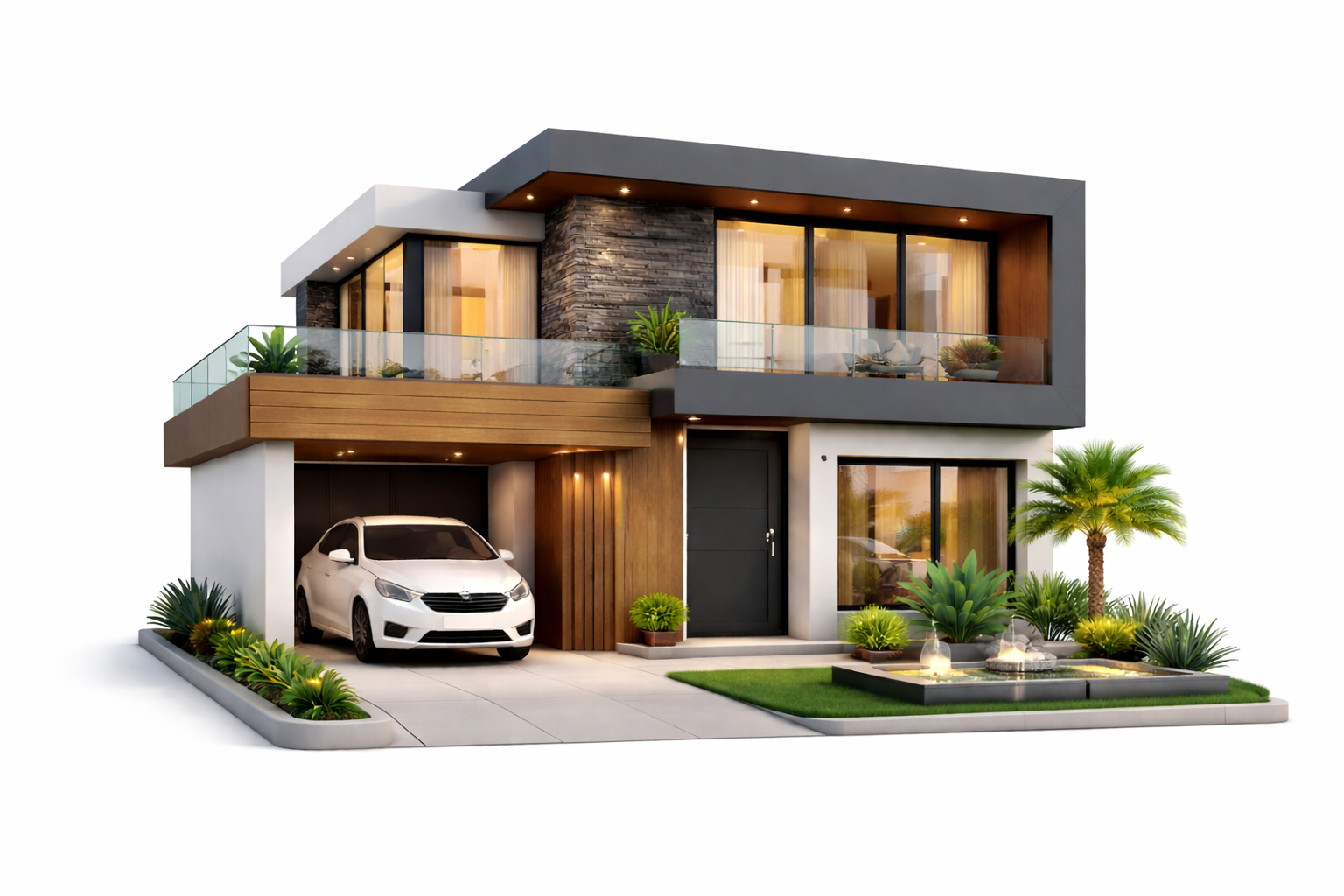 Casa moderna com fachada elegante Casa moderna com fachada elegante