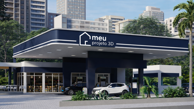 Posto de combustível moderno em cidade