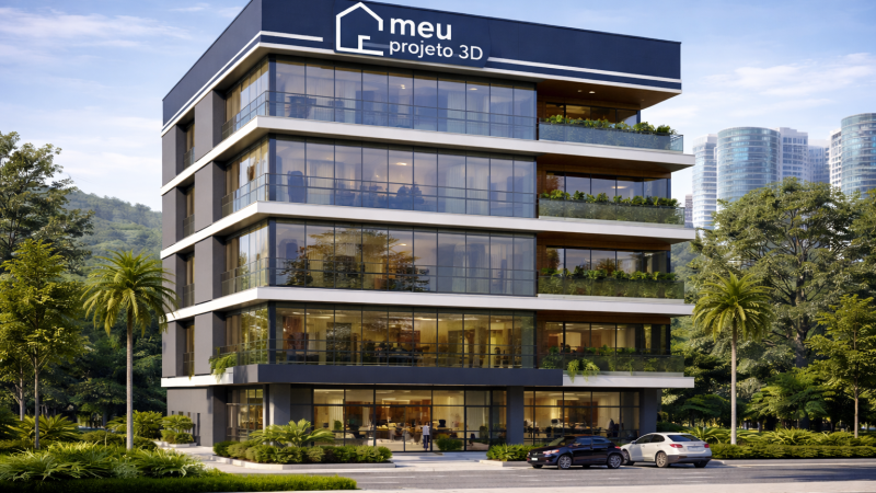 Prédio moderno com design inovador Prédio moderno com design inovador